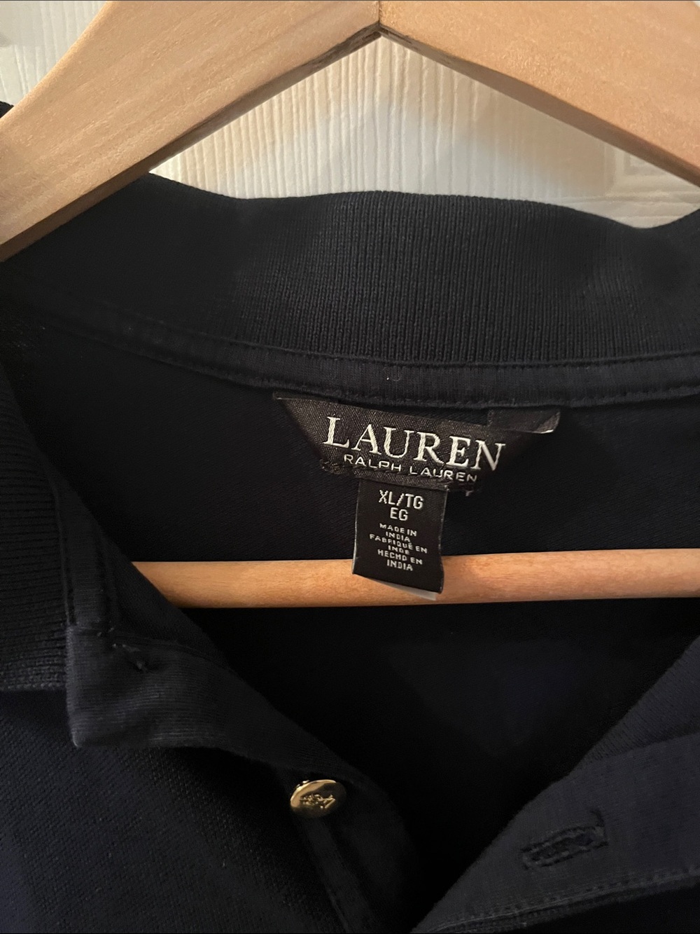 Lauren Ralph Lauren Navy Short-Sleeve Polo with Embroidered Crests Women’s XL - Picture 3 of 8